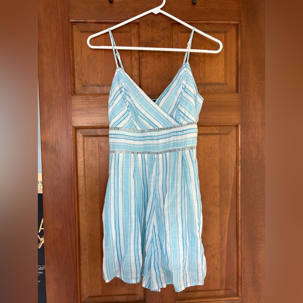 Blue and White Striped Romper, Spaghetti Strap
